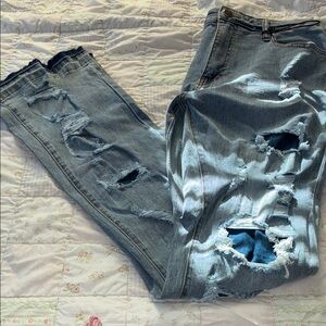 Men's Slim Straight Distressed Jeans - Blue